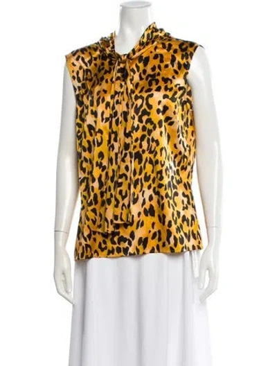 Pre-owned St John Silk Animal Print Top In Neutral