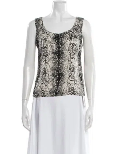 Pre-owned St John Silk Animal Print Top In Neutral