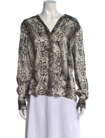 Pre-owned St John Silk Animal Print Top In Neutral