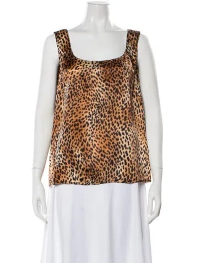 Pre-owned St John Silk Animal Print Top In Orange