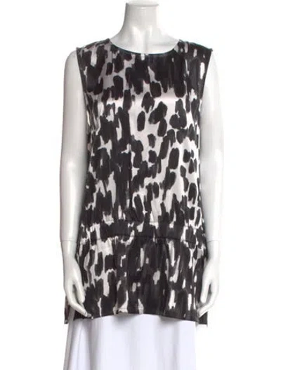 Pre-owned St John Silk Animal Print Tunic In Black