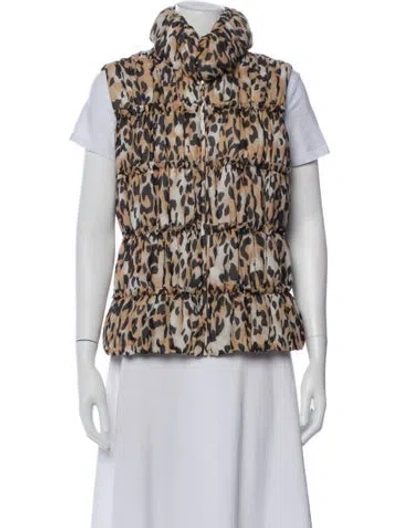 Pre-owned St John Silk Animal Print Vest In Brown