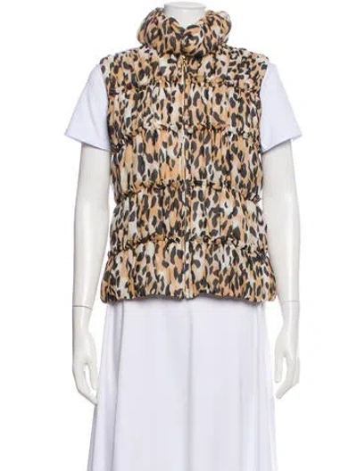 Pre-owned St John Silk Animal Print Vest In Neutral