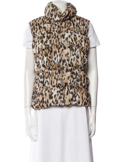 Pre-owned St John Silk Animal Print Vest In Neutral