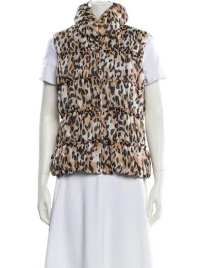 Pre-owned St John Silk Animal Print Vest In Neutral