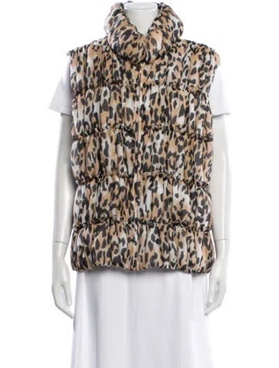 Pre-owned St John Silk Animal Print Vest W/ Tags In Neutral