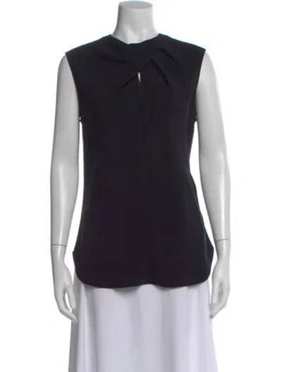 Pre-owned St John Silk Asymmetrical Top In Black