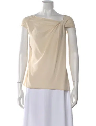Pre-owned St John Silk Asymmetrical Top W/ Tags In Neutral