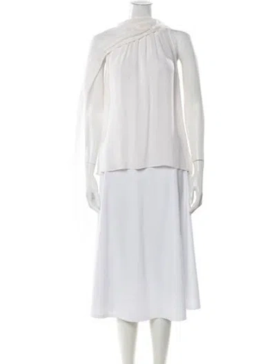 Pre-owned St John Silk Asymmetrical Top In White