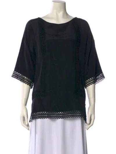 Pre-owned St John Silk Bateau Neckline Blouse In Black