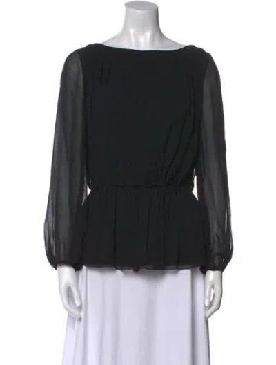 Pre-owned St John Silk Bateau Neckline Blouse W/ Tags In Black