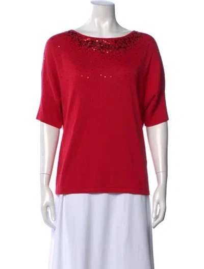 Pre-owned St John Silk Bateau Neckline Sweater In Pink