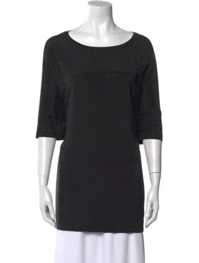 Pre-owned St John Silk Bateau Neckline Tunic In Black