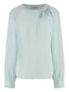 St John Silk Blouse In Blue