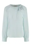 St John Silk Blouse In Blue