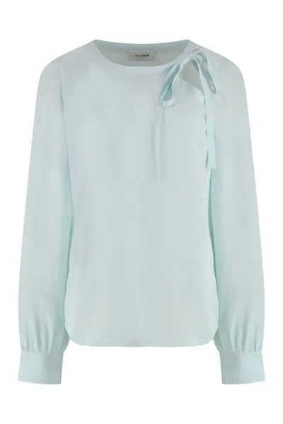 St John Silk Blouse In Blue