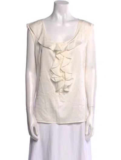 Pre-owned St John Silk Cowl Neck Blouse In Neutral