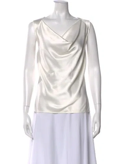 Pre-owned St John Silk Cowl Neck Blouse In Neutral