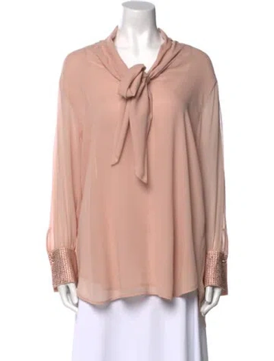 Pre-owned St John Silk Cowl Neck Blouse In Pink