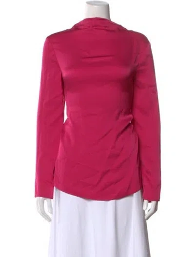 Pre-owned St John Silk Cowl Neck Blouse In Pink