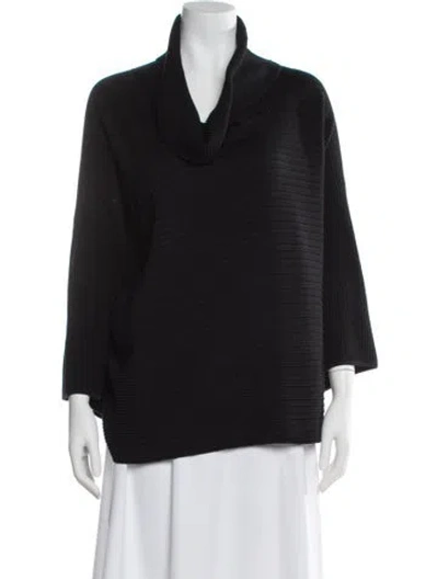 Pre-owned St John Silk Cowl Neck Sweater In Black
