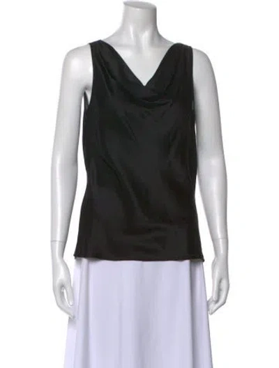 Pre-owned St John Silk Cowl Neck Top In Black