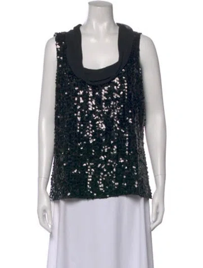 Pre-owned St John Silk Cowl Neck Top In Black