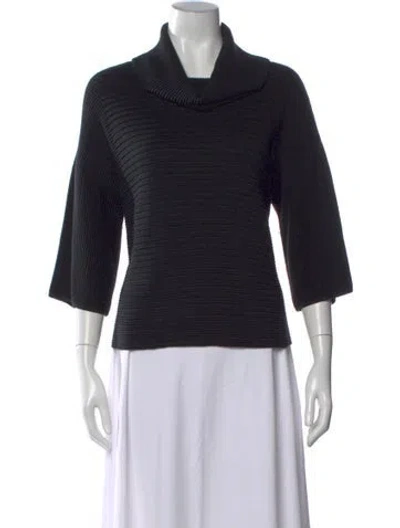 Pre-owned St John Silk Cowl Neck Top In Black