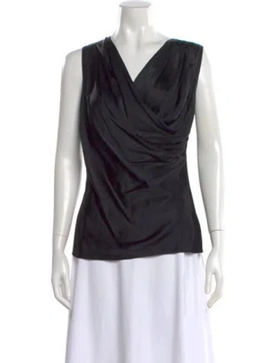 Pre-owned St John Silk Cowl Neck Top In Black