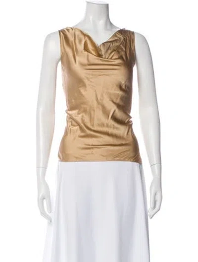 Pre-owned St John Silk Cowl Neck Top In Neutral
