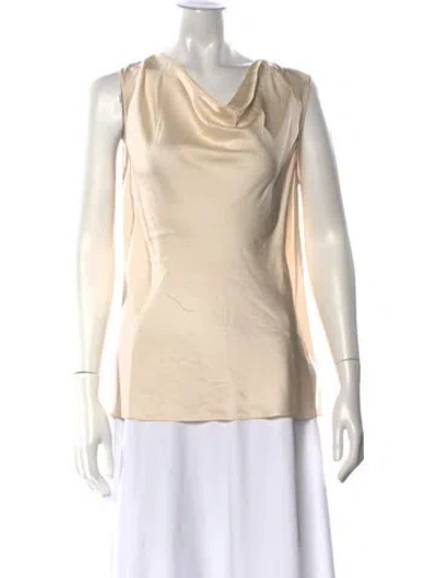 Pre-owned St John Silk Cowl Neck Top In Neutral