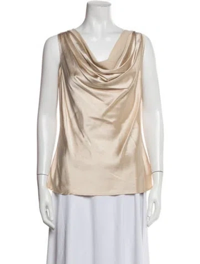 Pre-owned St John Silk Cowl Neck Top In Neutral