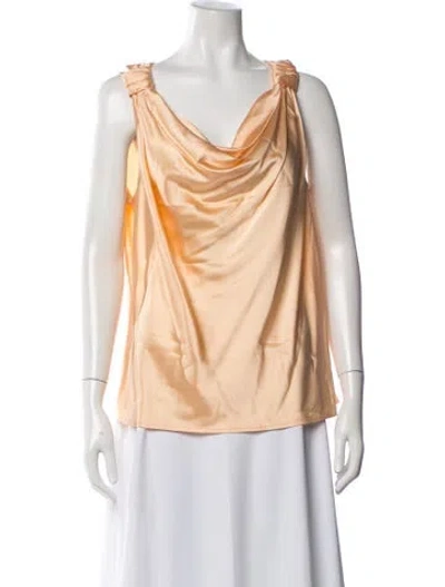 Pre-owned St John Silk Cowl Neck Top In Orange