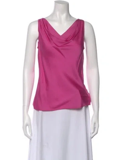 Pre-owned St John Silk Cowl Neck Top In Pink
