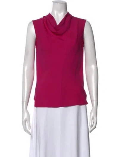Pre-owned St John Silk Cowl Neck Top In Pink