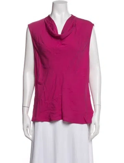 Pre-owned St John Silk Cowl Neck Top In Pink