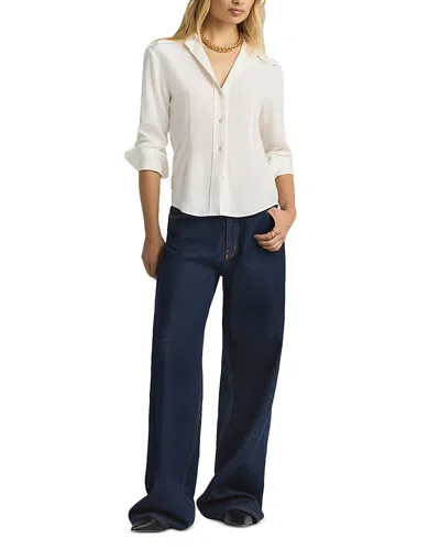 St John Silk Crepe De Chine Blouse In Ivory
