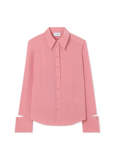 St John Silk Crepe De Chine Blouse In Napa Pink