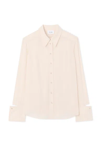 St John Silk Crepe De Chine Blouse In Soft Pink