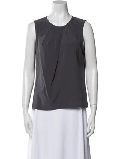 Pre-owned St John Silk Crew Neck Blouse In Blue