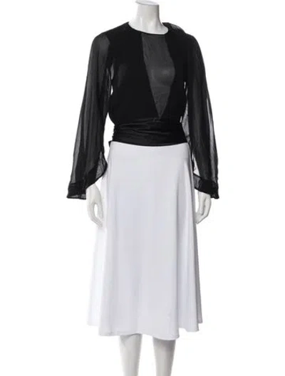 Pre-owned St John Silk Crew Neck Blouse In Blue