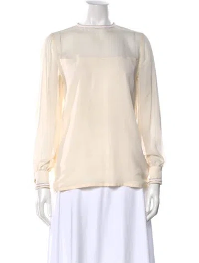 Pre-owned St John Silk Crew Neck Blouse In Neutral