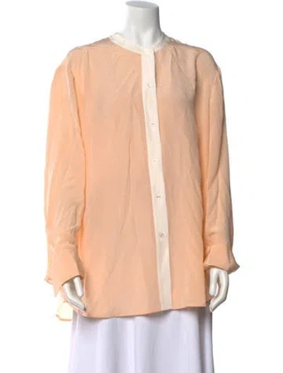 Pre-owned St John Silk Crew Neck Blouse In Pink