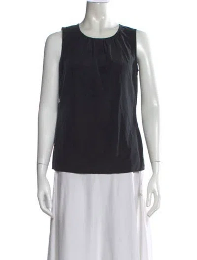 Pre-owned St John Silk Crew Neck Top In Black