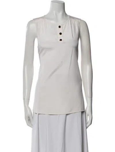 Pre-owned St John Silk Crew Neck Top In Neutral