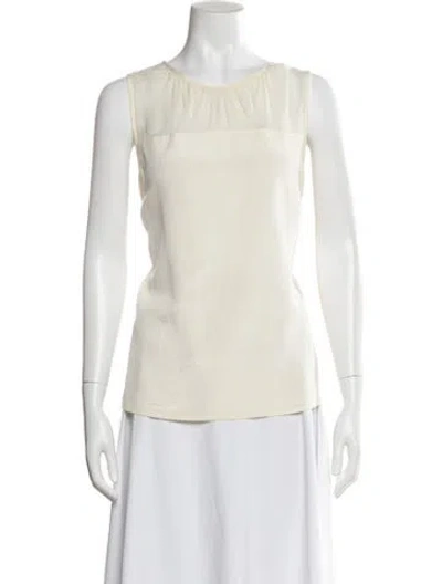 Pre-owned St John Silk Crew Neck Top In Neutral
