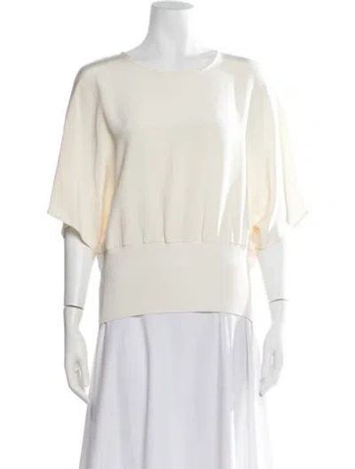 Pre-owned St John Silk Crew Neck Top In Neutral
