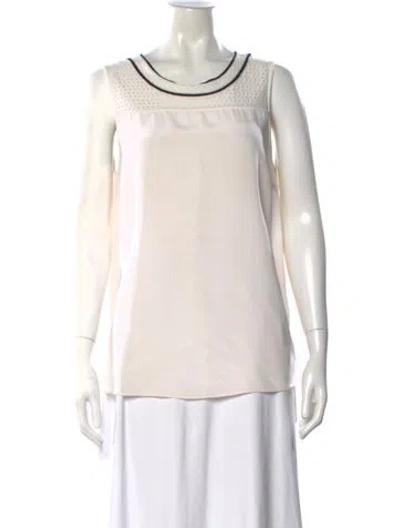 Pre-owned St John Silk Crew Neck Top In Neutral