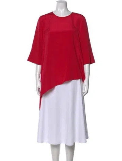 Pre-owned St John Silk Crew Neck Top In Red