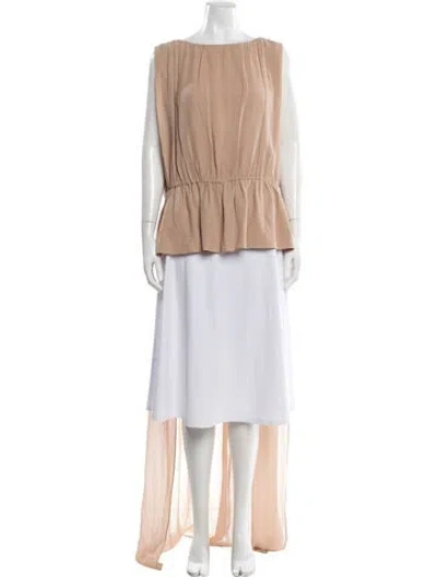 Pre-owned St John Silk Crew Neck Top W/ Tags In Neutral